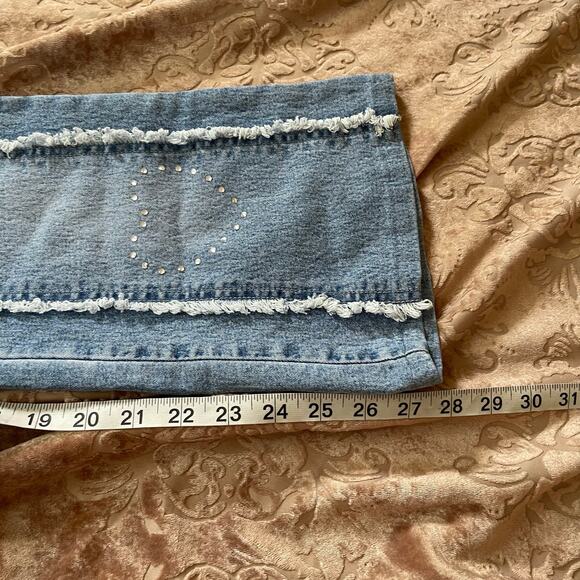Vintage y2k rhinestone heart detail wide leg jeans size 10 - Picture 5 of 9